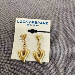 Lucky Brand Gold Heart Drop Earrings